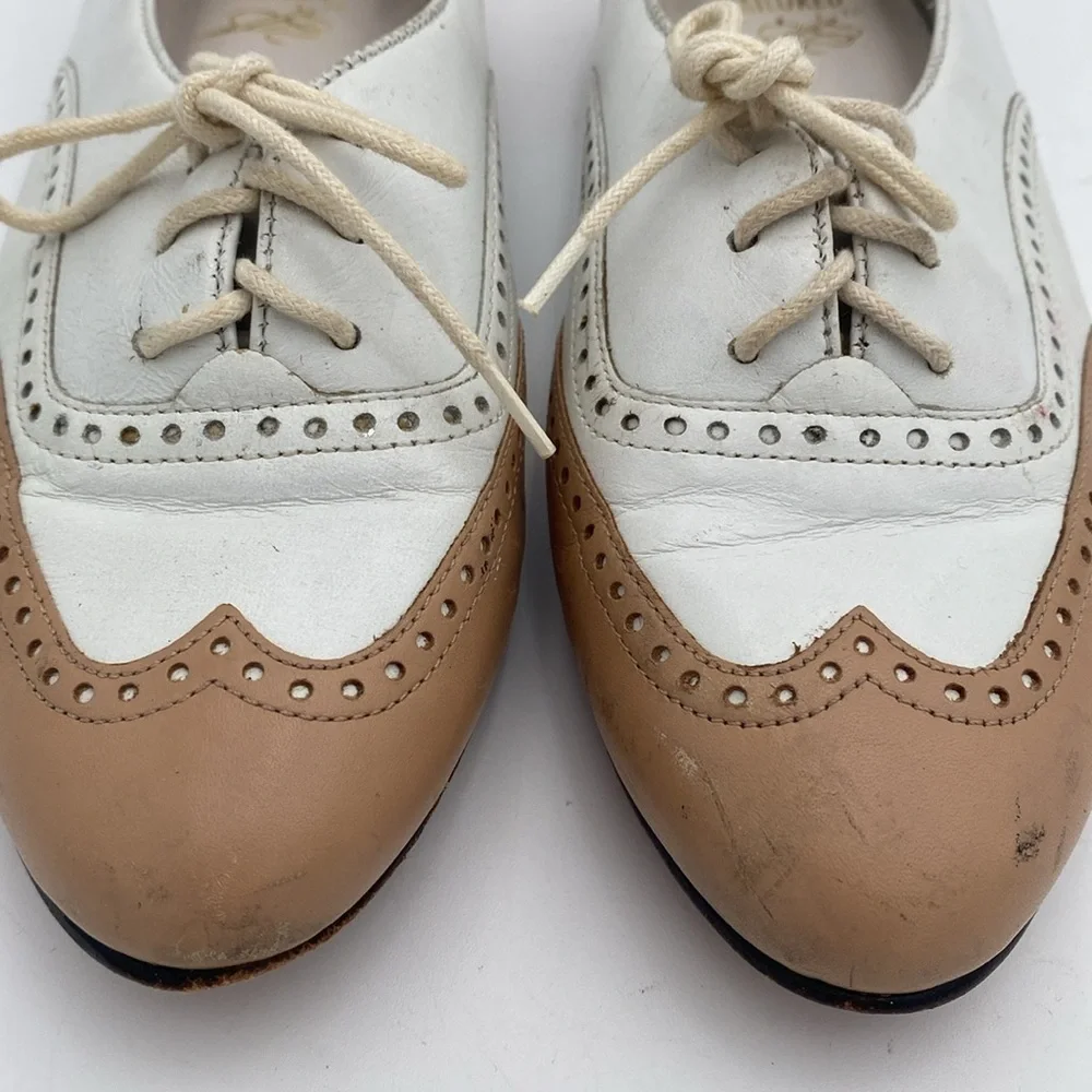 Vintage GH Bass Women Two-Tone Oxford Shoes leather casual retro Y2K office goth